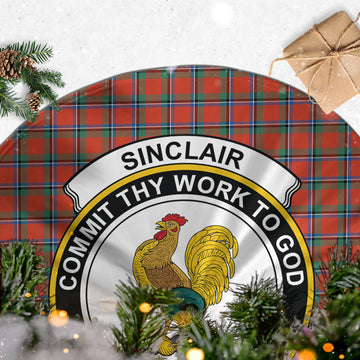 Sinclair Ancient Tartan Christmas Tree Skirt with Family Crest