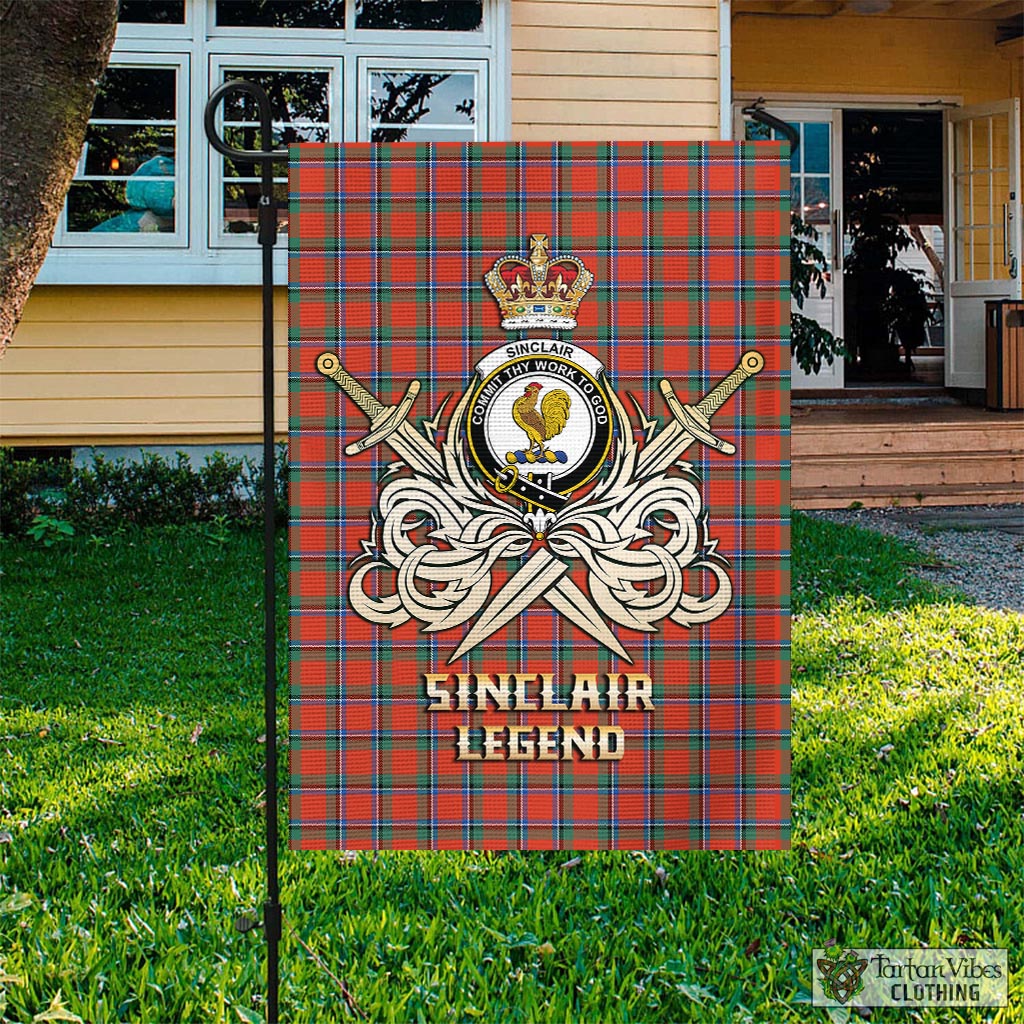 Tartan Vibes Clothing Sinclair Ancient Tartan Flag with Clan Crest and the Golden Sword of Courageous Legacy