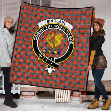 Sinclair Ancient Tartan Quilt with Family Crest