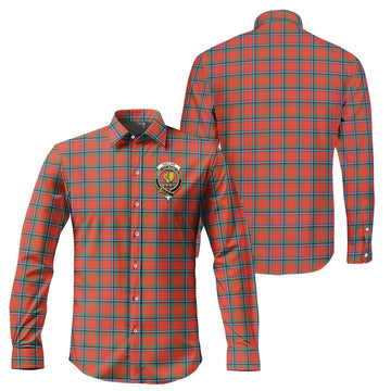Sinclair Ancient Tartan Long Sleeve Button Up Shirt with Family Crest