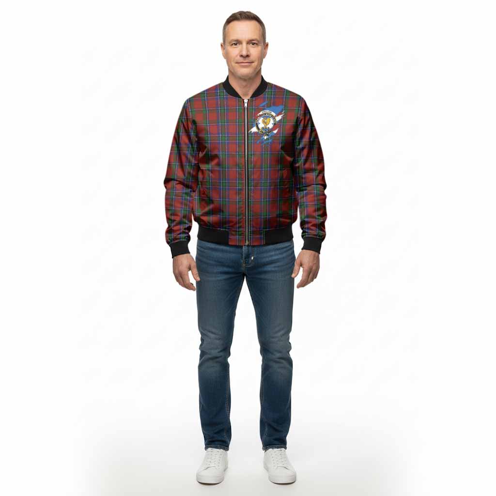 Sinclair Clan Crest In Me Tartan Bomber Jacket Scotland Flag Style
