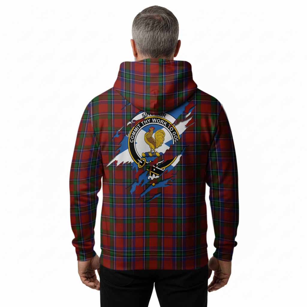 Sinclair Clan Crest In Me Tartan Hoodie Scotland Flag Style