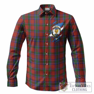 Sinclair Clan Crest In Me Tartan Long Sleeve Button Shirts Scotland Flag Style