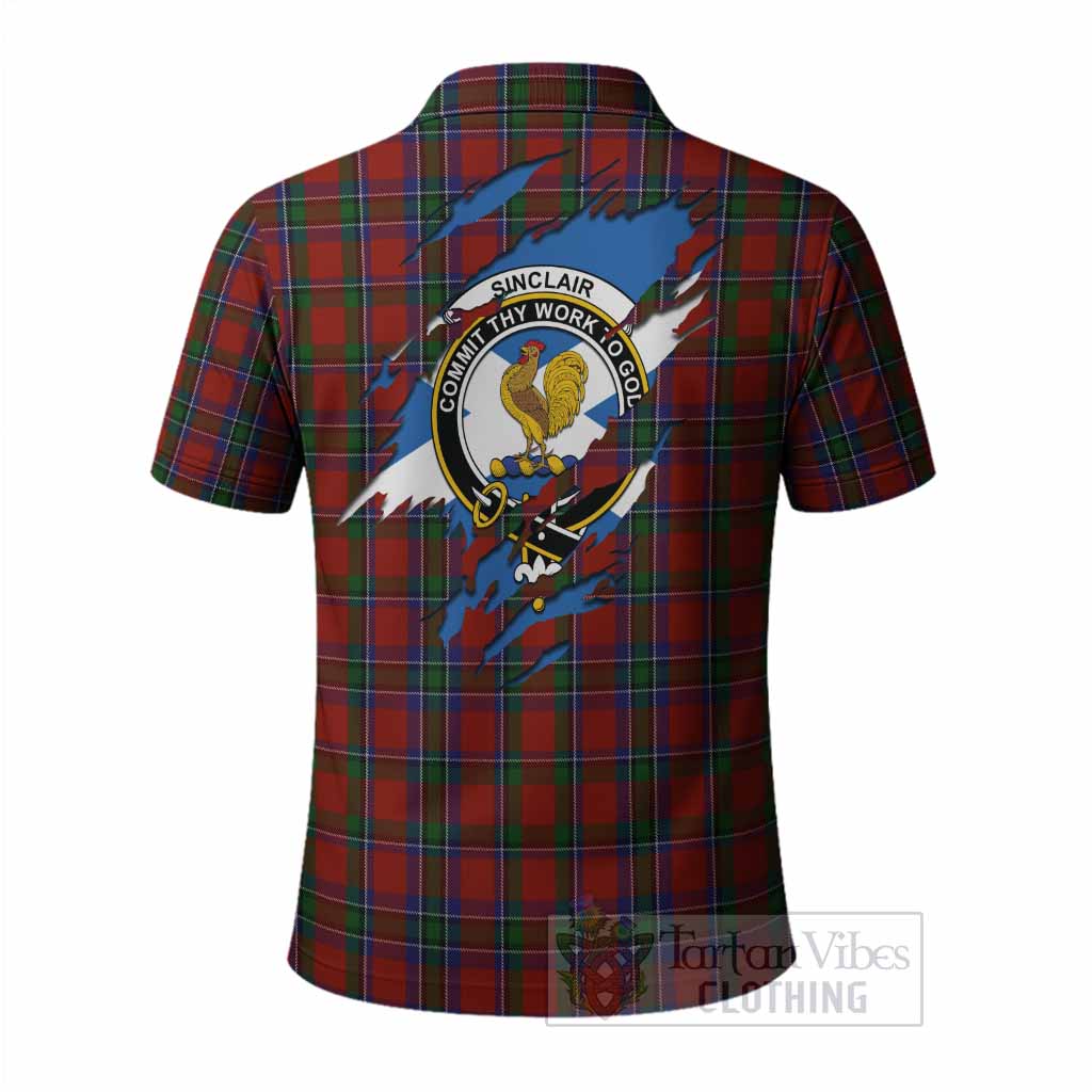 Sinclair Clan Crest In Me Tartan Polo Shirt Scotland Flag Style