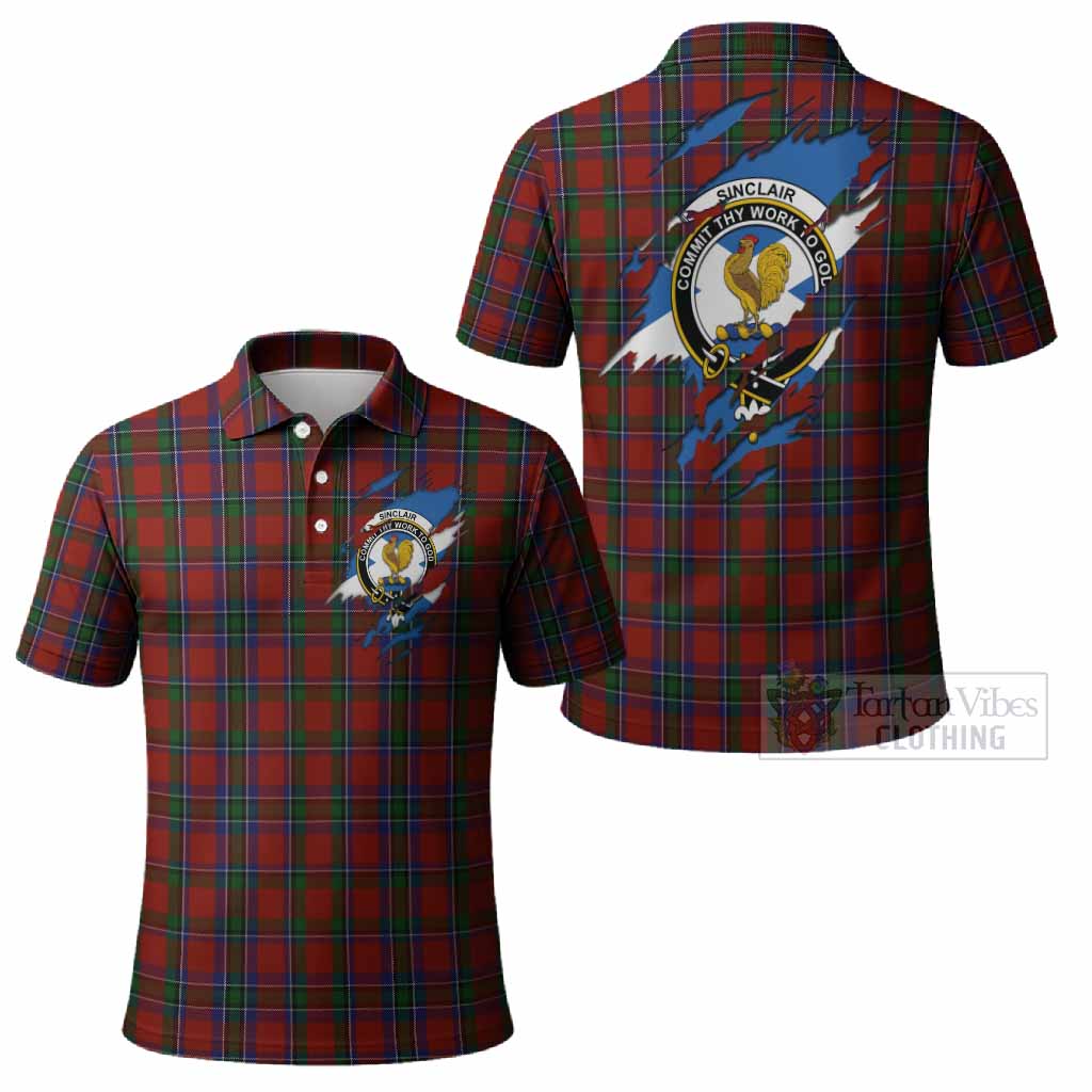 Sinclair Clan Crest In Me Tartan Polo Shirt Scotland Flag Style