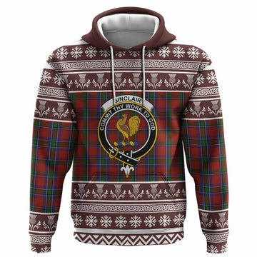 Sinclair Clan Tartan Christmas Hoodie with Family Crest