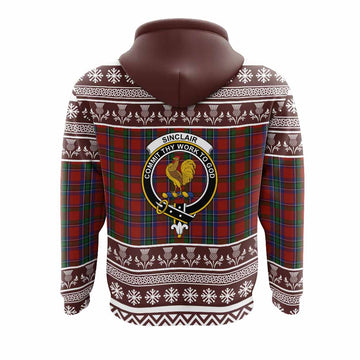 Sinclair Clan Tartan Christmas Hoodie with Family Crest