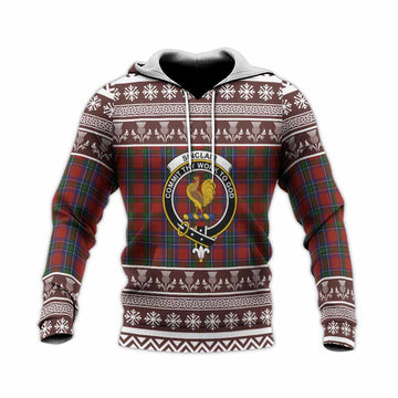 Sinclair Clan Tartan Christmas Knitted Hoodie with Family Crest