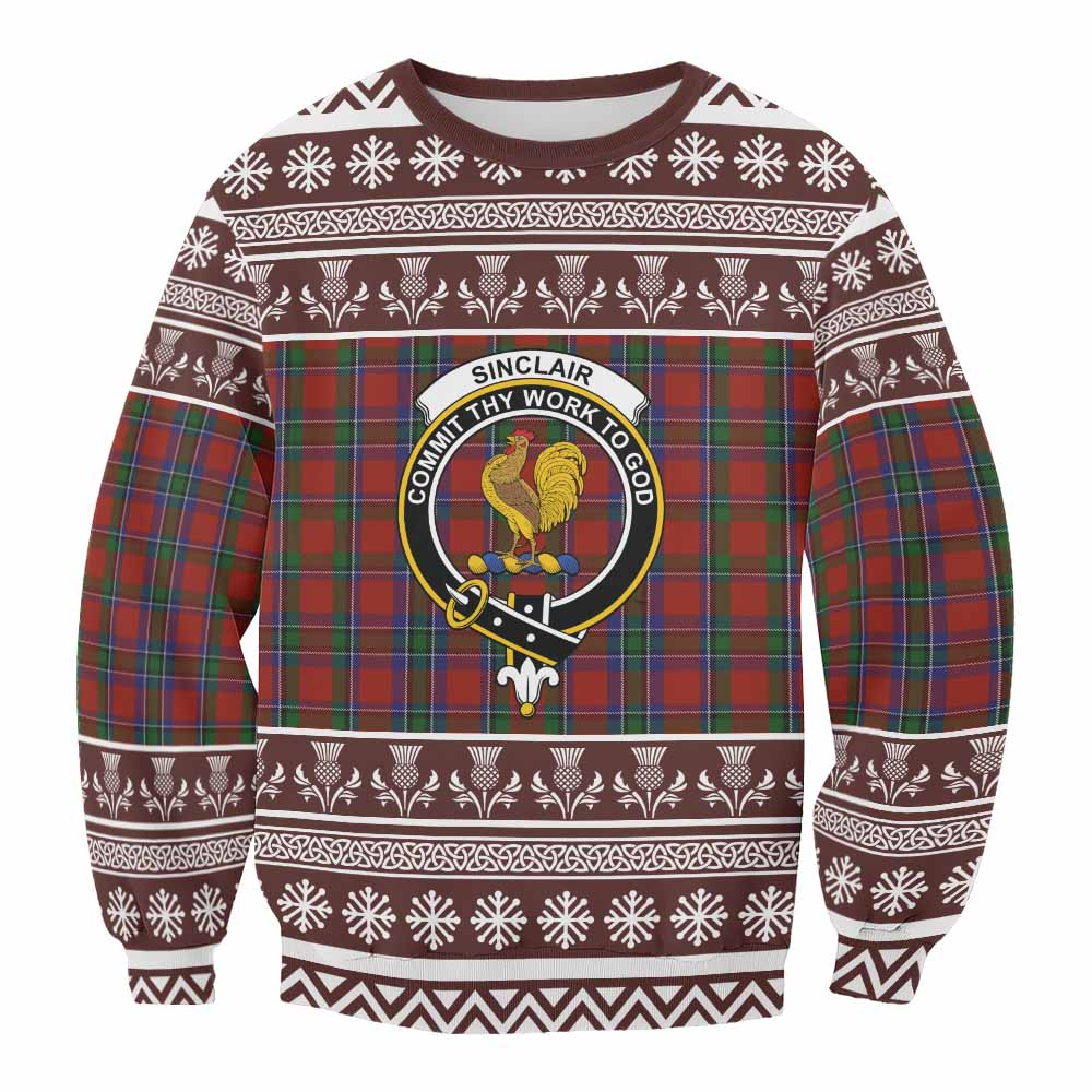Sinclair Clan Tartan Christmas Sweatshirt with Family Crest - Tartan Vibes Clothing