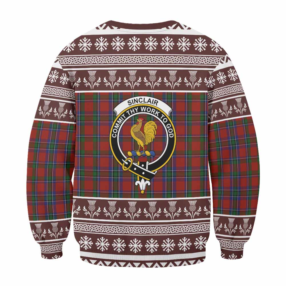 Sinclair Clan Tartan Christmas Sweatshirt with Family Crest - Tartan Vibes Clothing