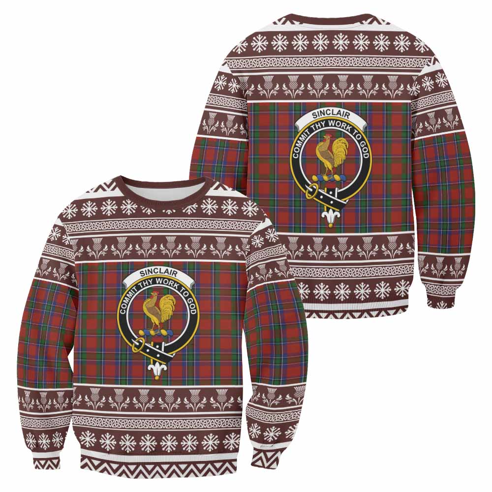 Sinclair Clan Tartan Christmas Sweatshirt with Family Crest - Tartan Vibes Clothing