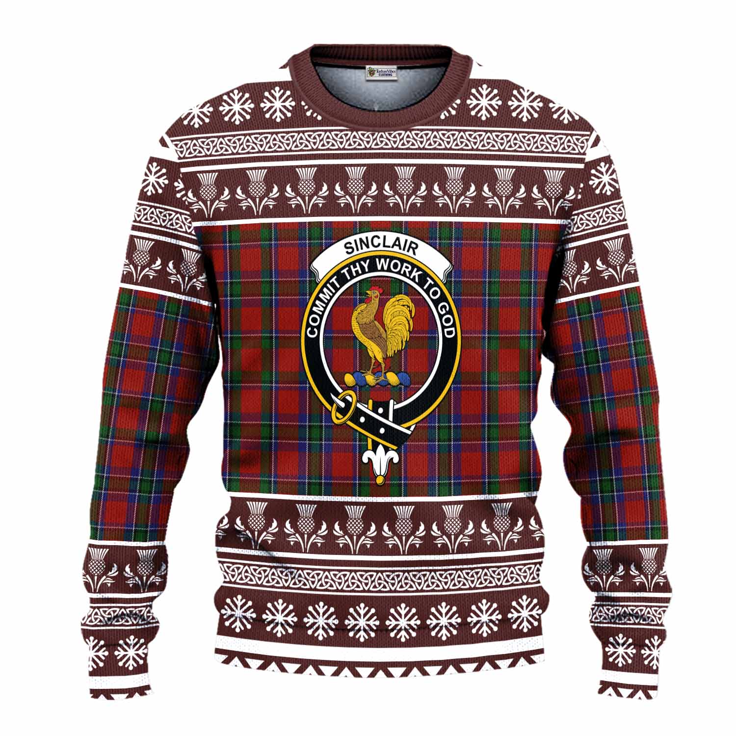 Sinclair Clan Tartan Christmas Ugly Sweater with Family Crest - Tartan Vibes Clothing
