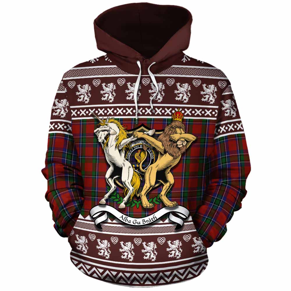 Sinclair Clan Tartan Crest Christmas Cotton Hoodie Coat of Arms Funny Style - Tartan Vibes Clothing
