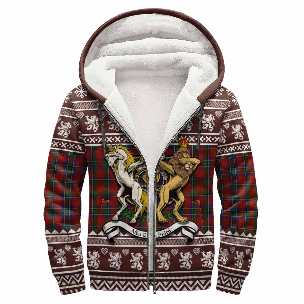 Sinclair Clan Tartan Crest Christmas Fleece Hoodie Coat of Arms Funny Style - Tartan Vibes Clothing