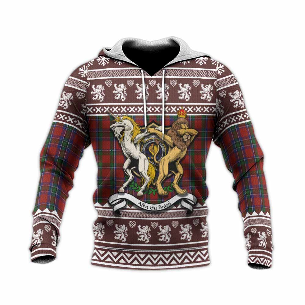 Sinclair Clan Tartan Crest Christmas Knitted Hoodie Coat of Arms Funny Style - Tartan Vibes Clothing