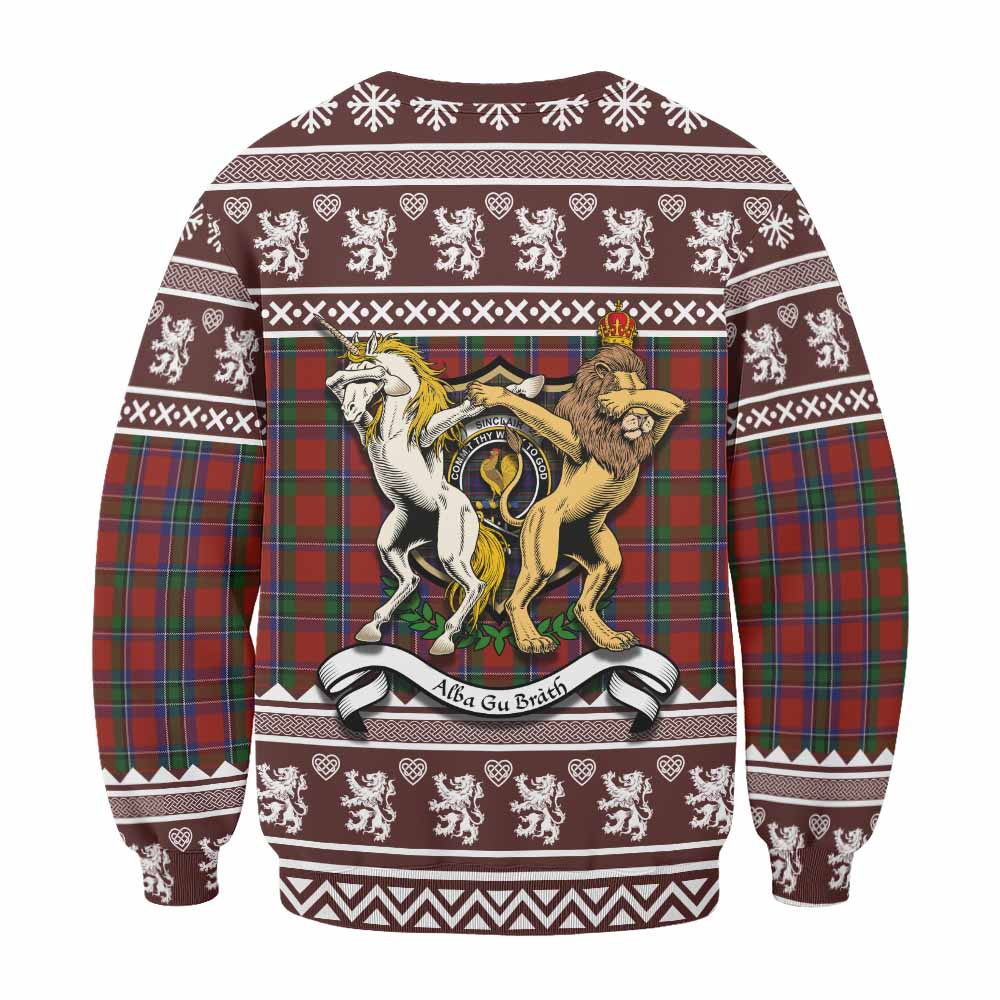 Sinclair Clan Tartan Crest Christmas Sweatshirt Coat of Arms Funny Style - Tartan Vibes Clothing