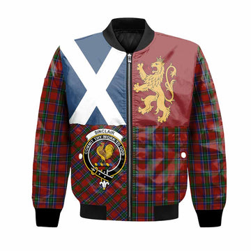 Sinclair Crest Tartan Bomber Jacket with Lion Rampant Saltire Style