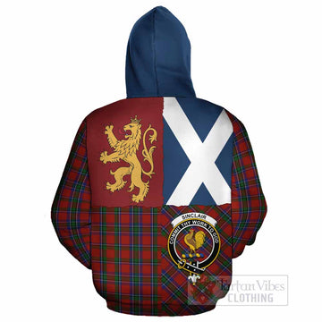 Sinclair Crest Tartan Cotton Hoodie with Lion Rampant Saltire Style