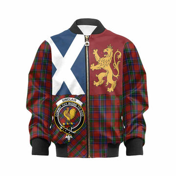 Sinclair Crest Tartan Kid Bomber Jacket with Lion Rampant Saltire Style