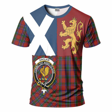 Sinclair Crest Tartan T-Shirt with Lion Rampant Saltire Style