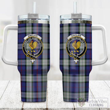 Sinclair Dress Tartan and Family Crest Tumbler with Handle