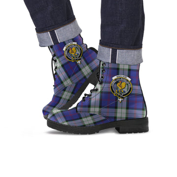 Sinclair Dress Tartan Leather Boots with Family Crest