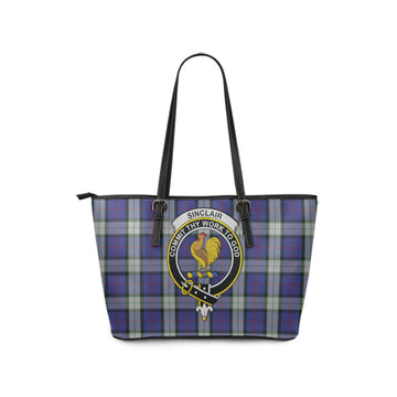 Sinclair Dress Tartan Leather Tote Bag with Family Crest