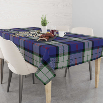 Sinclair Dress Tartan Tablecloth with Clan Crest and the Golden Sword of Courageous Legacy