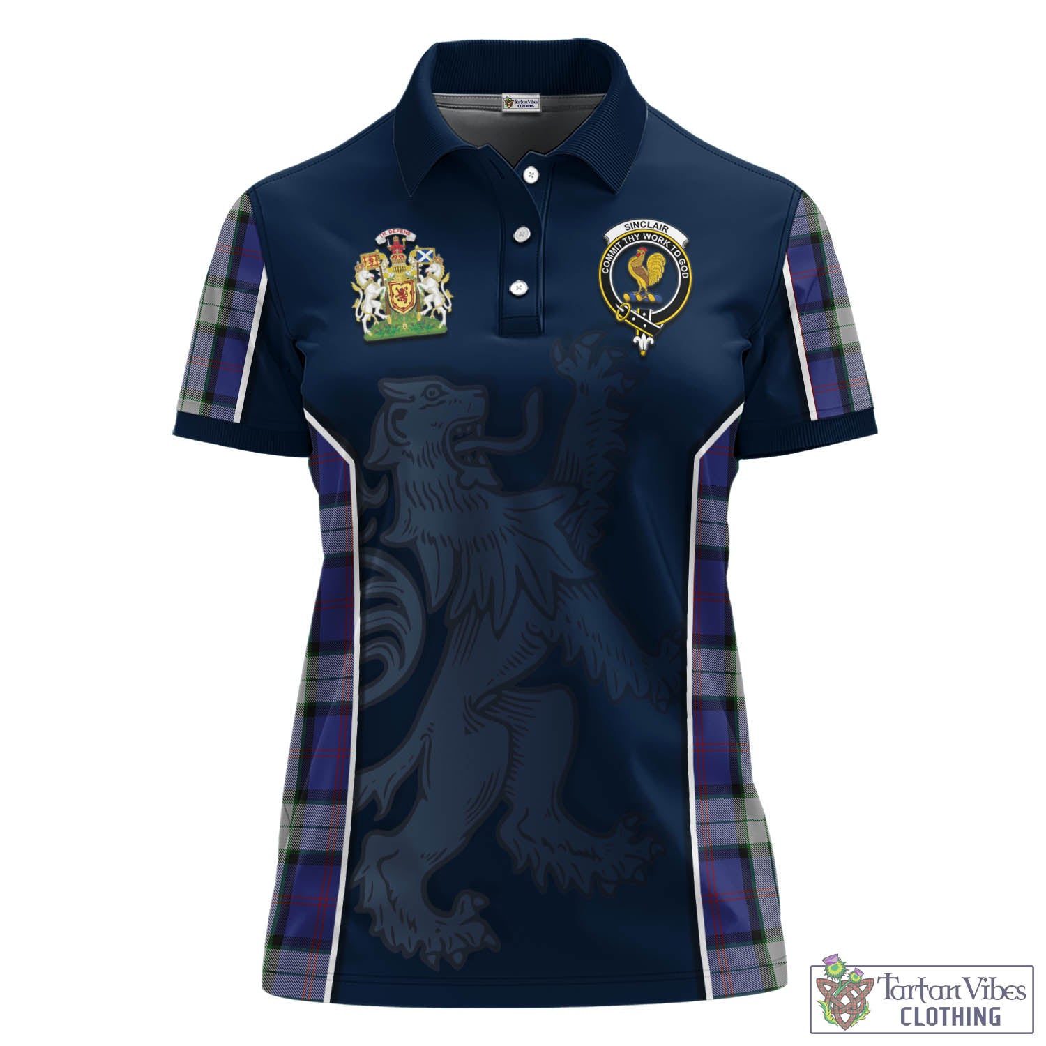 Tartan Vibes Clothing Sinclair Dress Tartan Women's Polo Shirt with Family Crest and Lion Rampant Vibes Sport Style