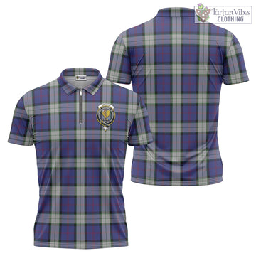Sinclair Dress Tartan Zipper Polo Shirt with Family Crest