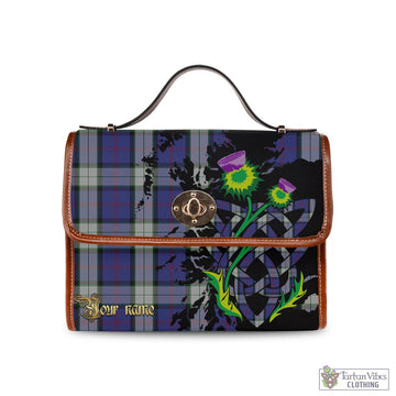 Sinclair Dress Tartan Waterproof Canvas Bag with Scotland Map and Thistle Celtic Accents