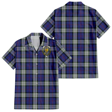 Sinclair Dress Tartan Short Sleeve Button Down Shirt with Family Crest