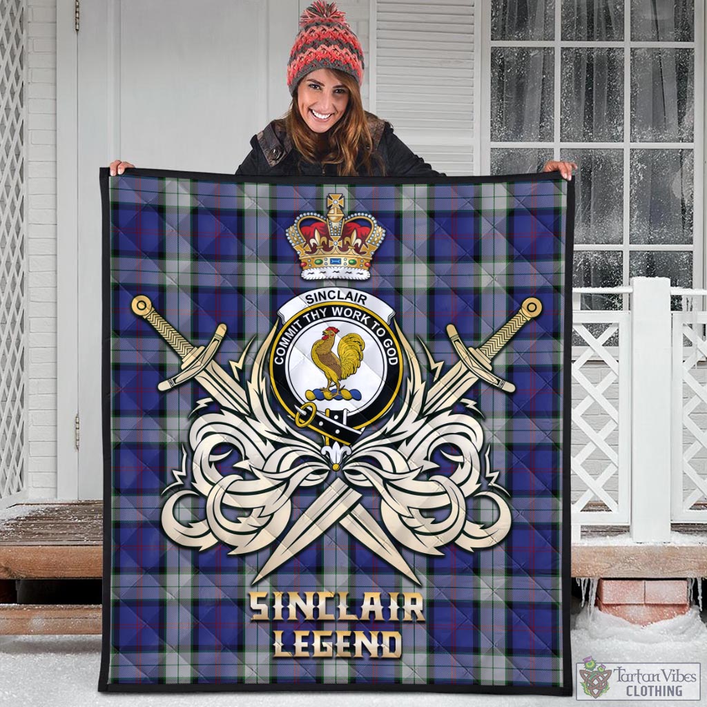 Tartan Vibes Clothing Sinclair Dress Tartan Quilt with Clan Crest and the Golden Sword of Courageous Legacy
