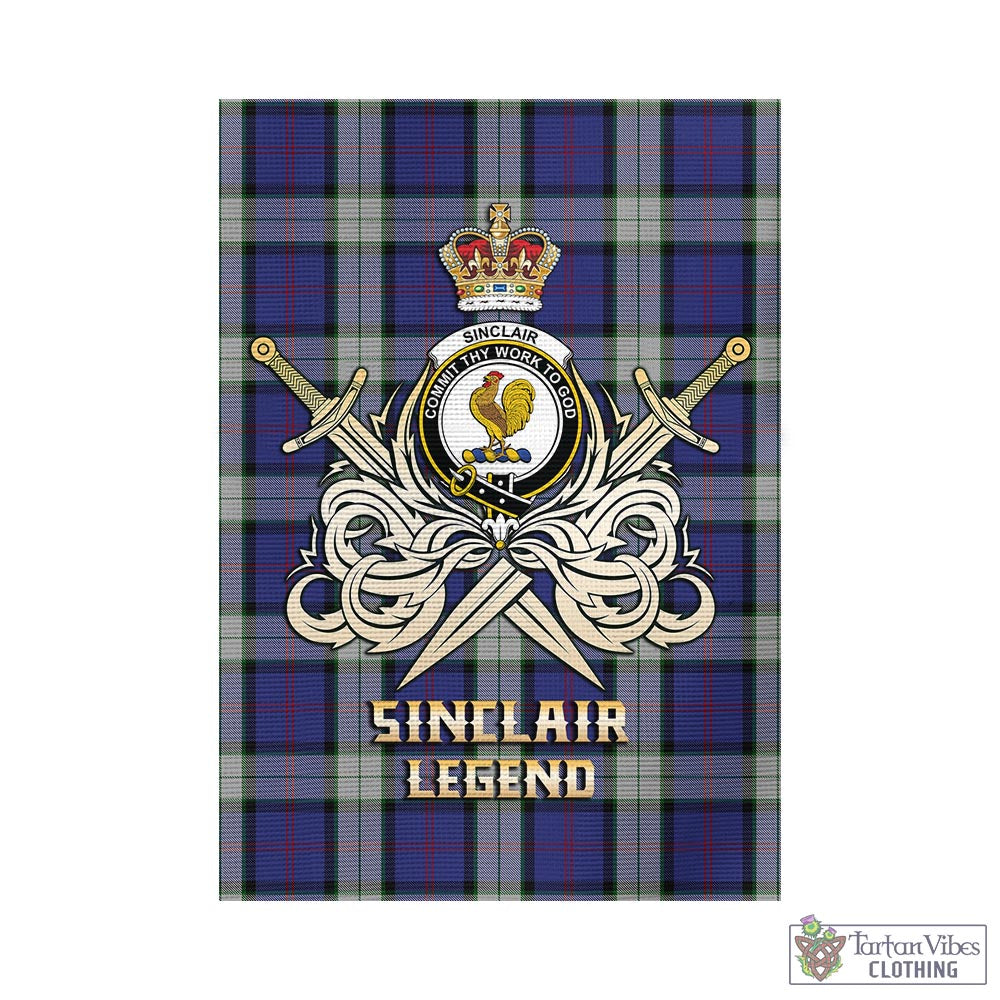 Tartan Vibes Clothing Sinclair Dress Tartan Flag with Clan Crest and the Golden Sword of Courageous Legacy