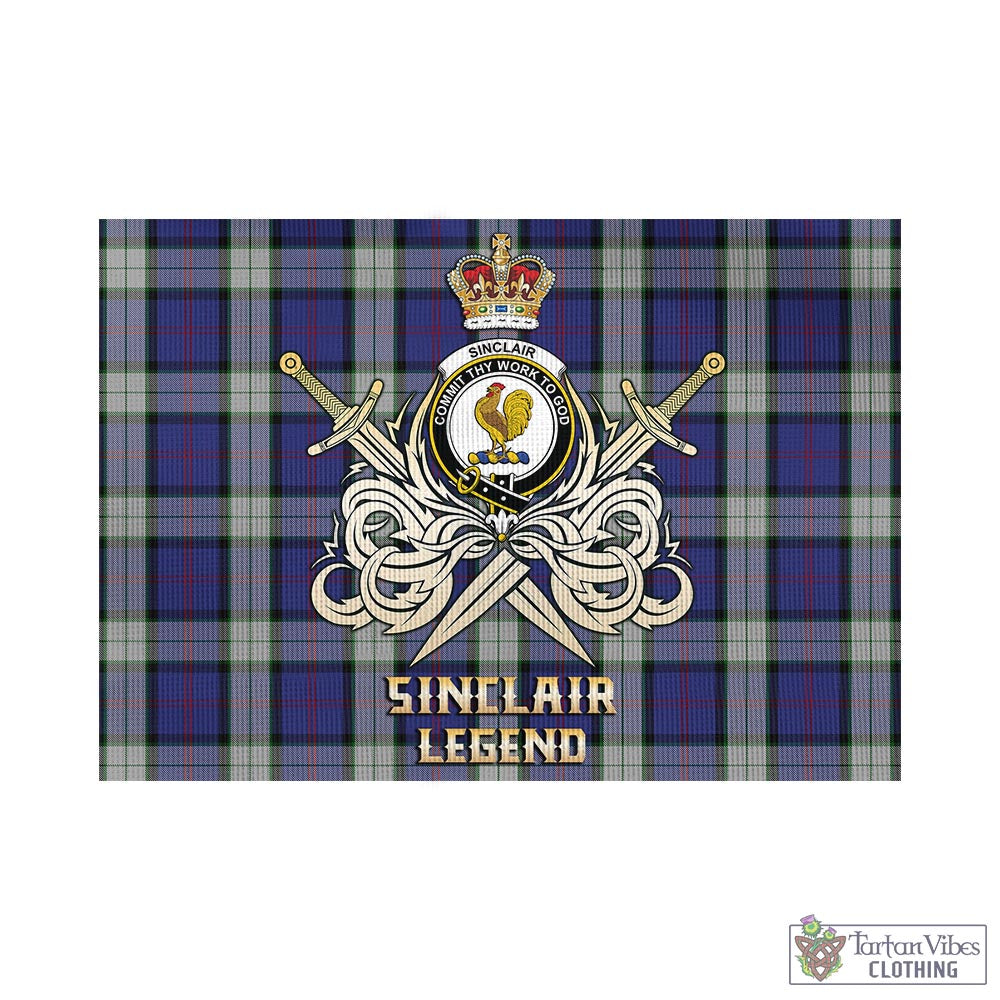 Tartan Vibes Clothing Sinclair Dress Tartan Flag with Clan Crest and the Golden Sword of Courageous Legacy