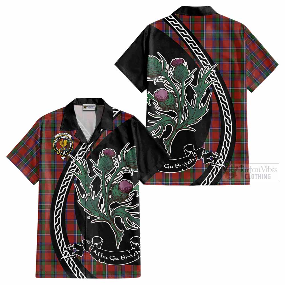 Sinclair Family Crest Tartan Cotton Hawaiian Shirt Alba Thistle Inspired - Tartan Vibes Clothing