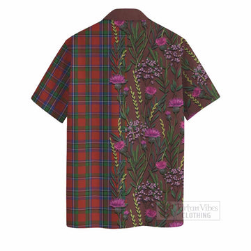 Sinclair Family Crest Tartan Hawaiian Shirt Scottish Thistle Flower Pattern Half Style