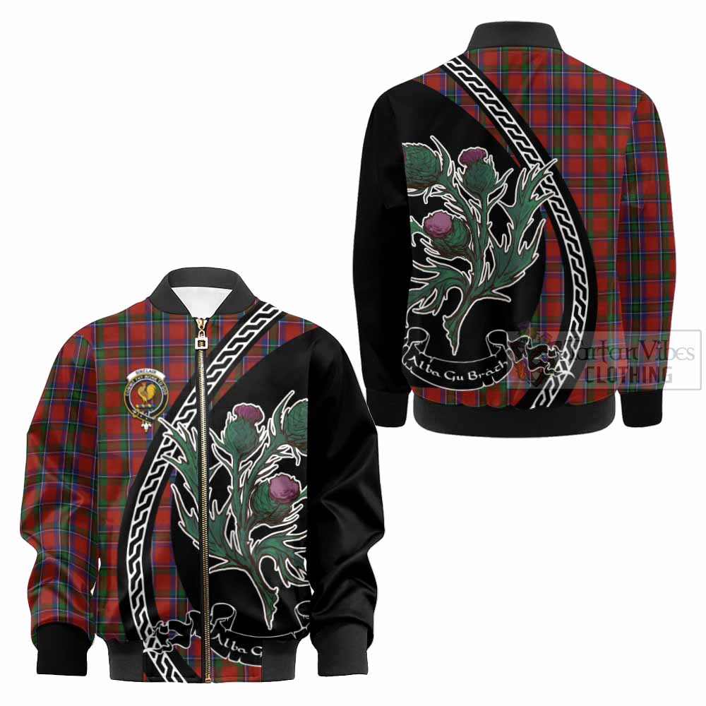 Sinclair Family Crest Tartan Kid Bomber Jacket Alba Thistle Inspired - Tartan Vibes Clothing