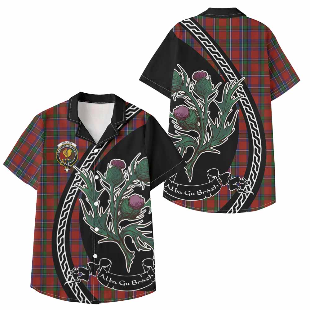 Sinclair Family Crest Tartan Kid Hawaiian Shirt Alba Thistle Inspired - Tartan Vibes Clothing