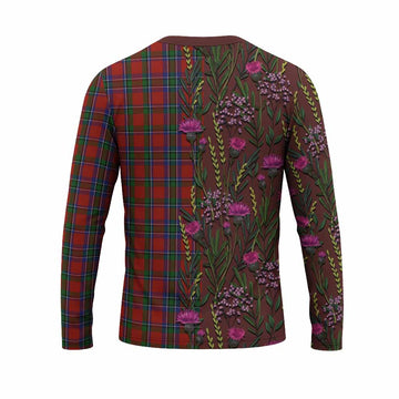 Sinclair Family Crest Tartan Long Sleeve T-Shirt Scottish Thistle Flower Pattern Half Style - Tartan Vibes Clothing
