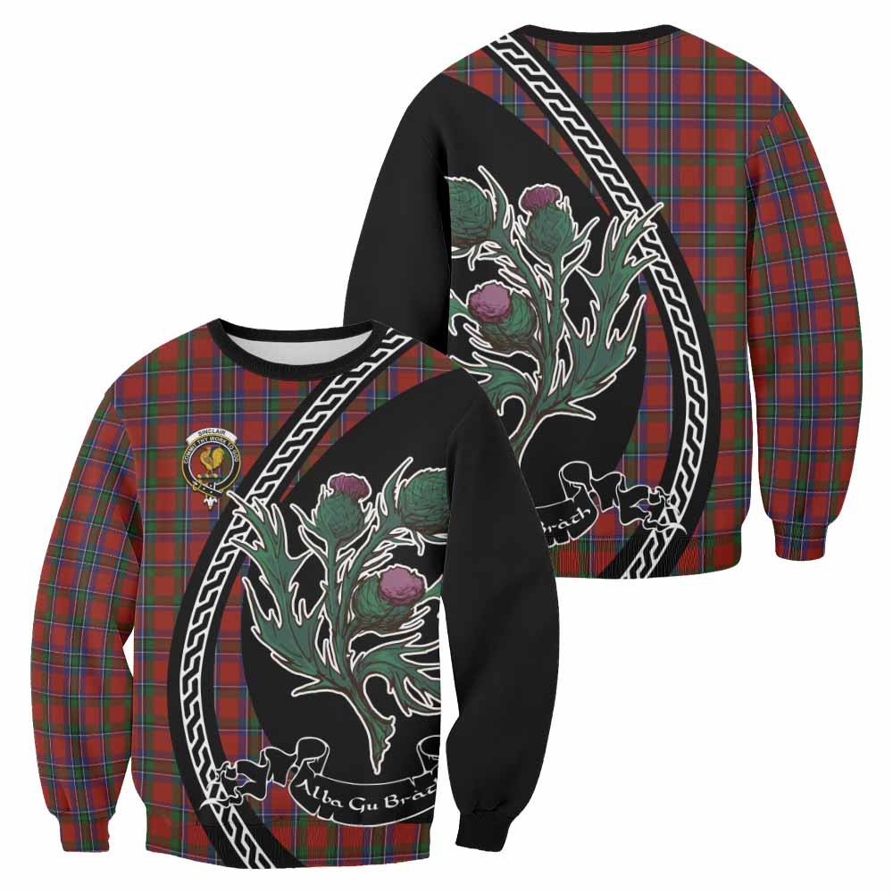 Sinclair Family Crest Tartan Sweatshirt Alba Thistle Inspired - Tartan Vibes Clothing
