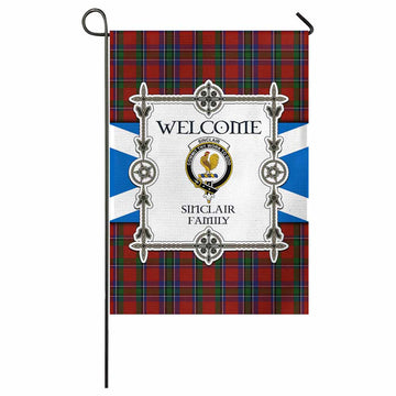 Sinclair Family Crest Tartan Welcome Garden Flag Saltire Harmony Style