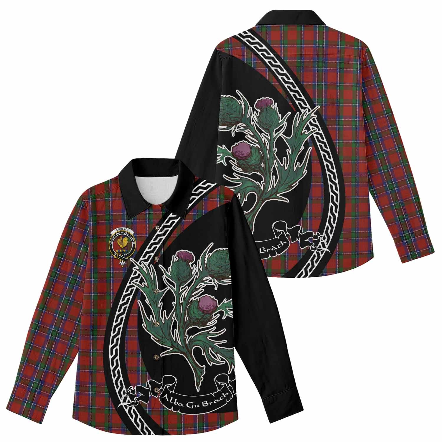 Sinclair Family Crest Tartan Women Casual Shirt Alba Thistle Inspired - Tartan Vibes Clothing