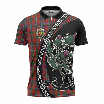 Sinclair Family Crest Tartan Zipper Polo Shirt Alba Thistle Inspired - Tartan Vibes Clothing