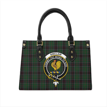 Sinclair Hunting Tartan Leather Bag with Family Crest