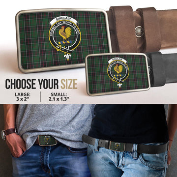 Sinclair Hunting Tartan Belt Buckles with Family Crest