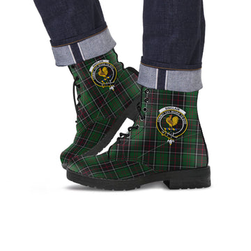 Sinclair Hunting Tartan Leather Boots with Family Crest