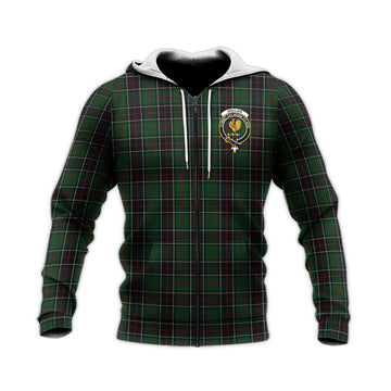 Sinclair Hunting Tartan Knitted Hoodie with Family Crest