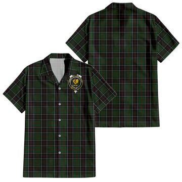 Sinclair Hunting Tartan Short Sleeve Button Down Shirt with Family Crest