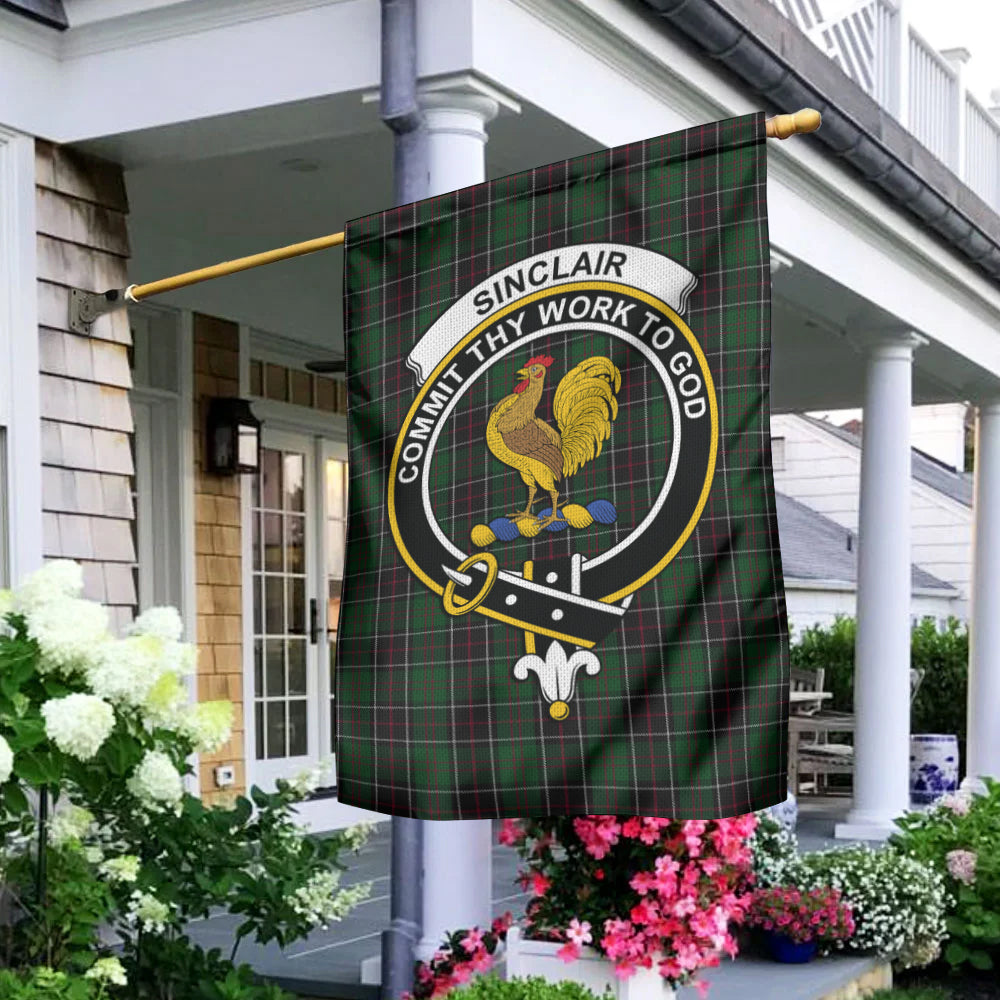 sinclair-hunting-tartan-flag-with-family-crest